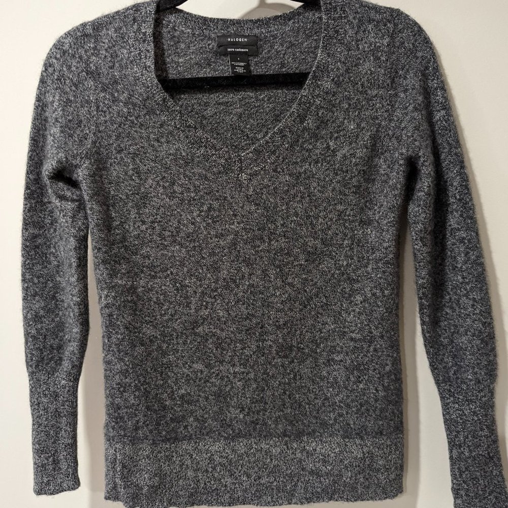 Halogen Grey Cashmere Sweater, small